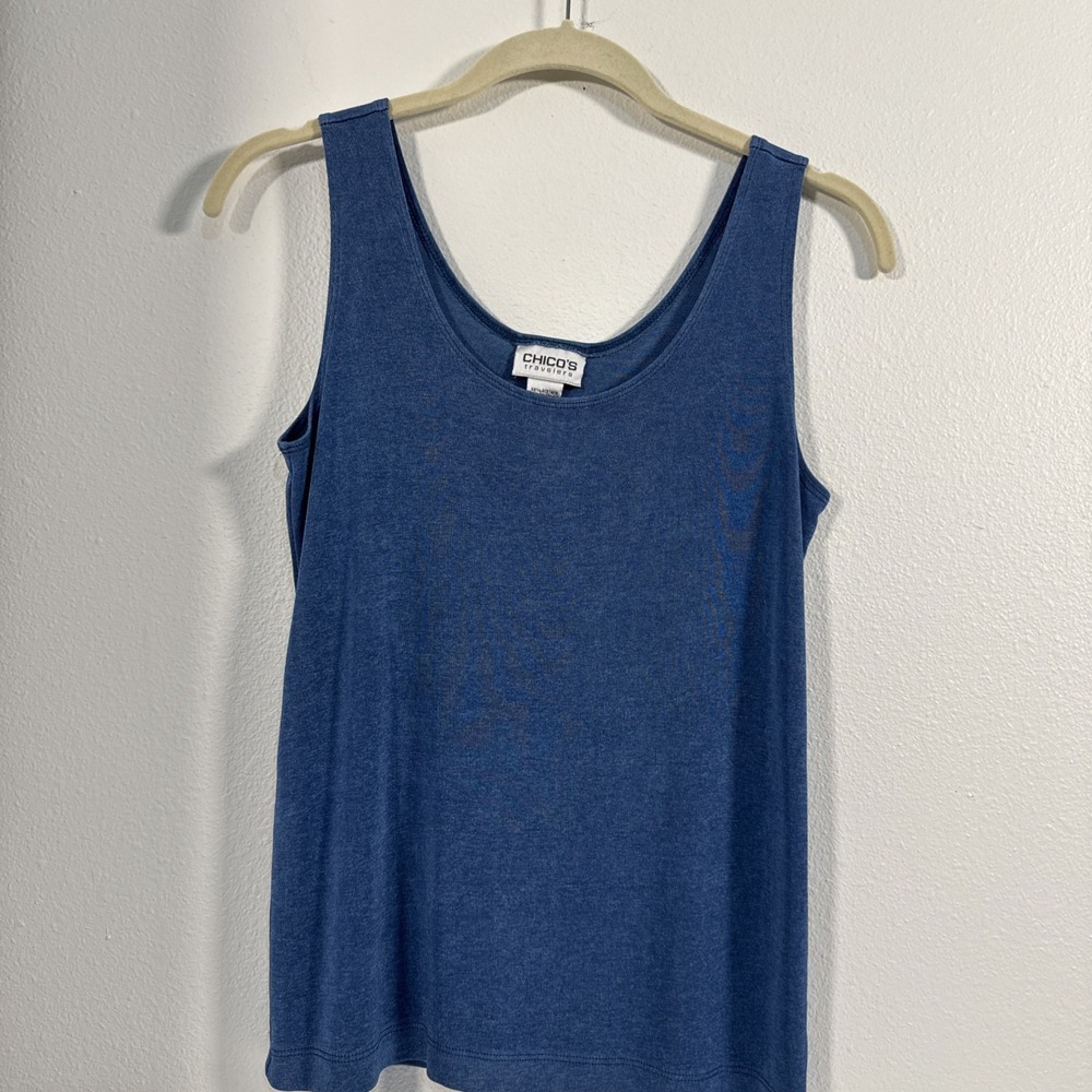 Chicos Travelers Blue Tank‎ Top Sz 1 C1